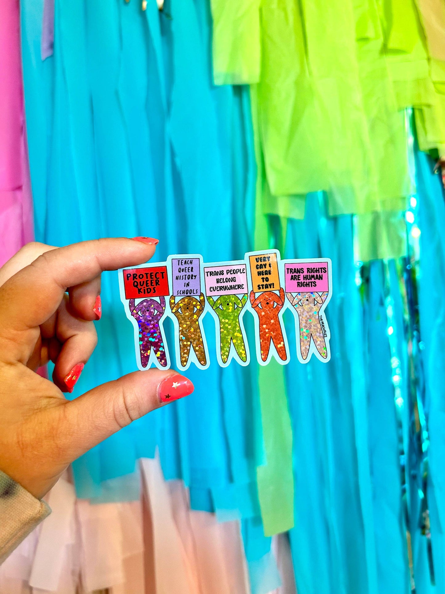 The Peach Fuzz - Pride Puppies Glitter Sticker