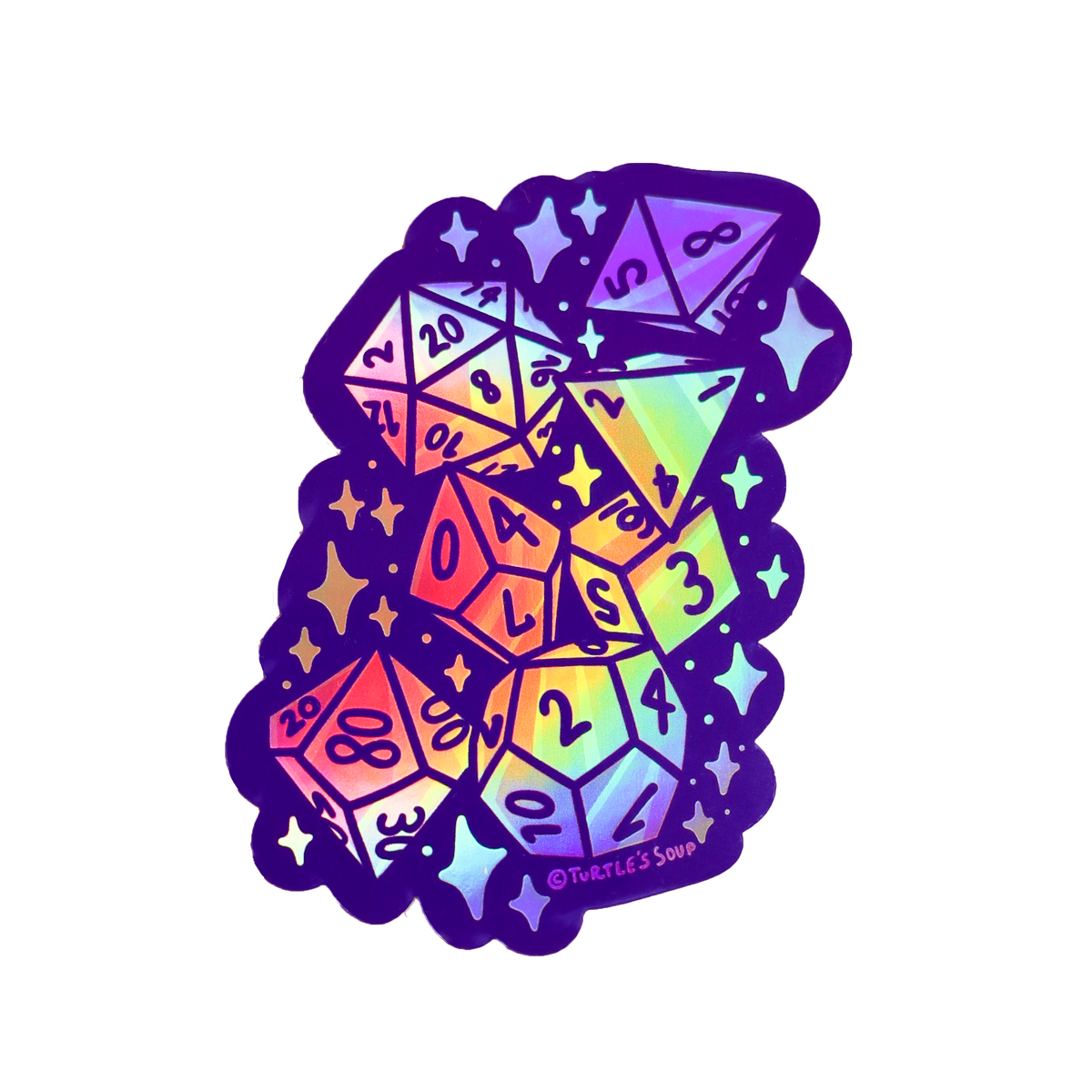 Turtle's Soup - Gamer D20 Board Game Dice Vinyl Sticker (Holographic)