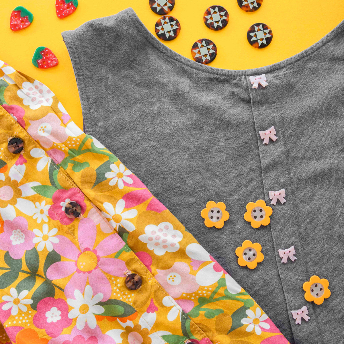 Sarah Hearts - Strawberry Large 1" Buttons