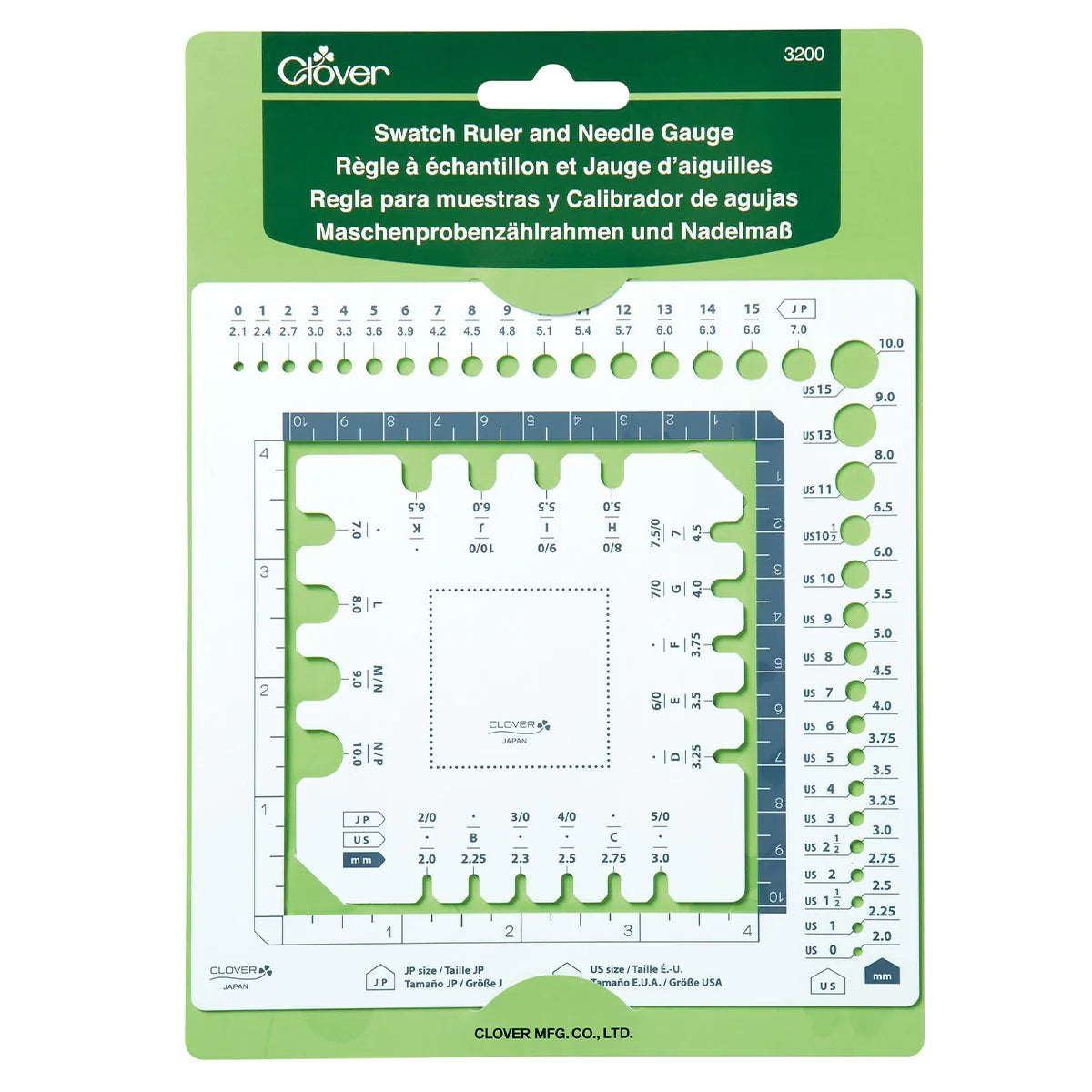 Clover Swatch Ruler and Needle Gauge