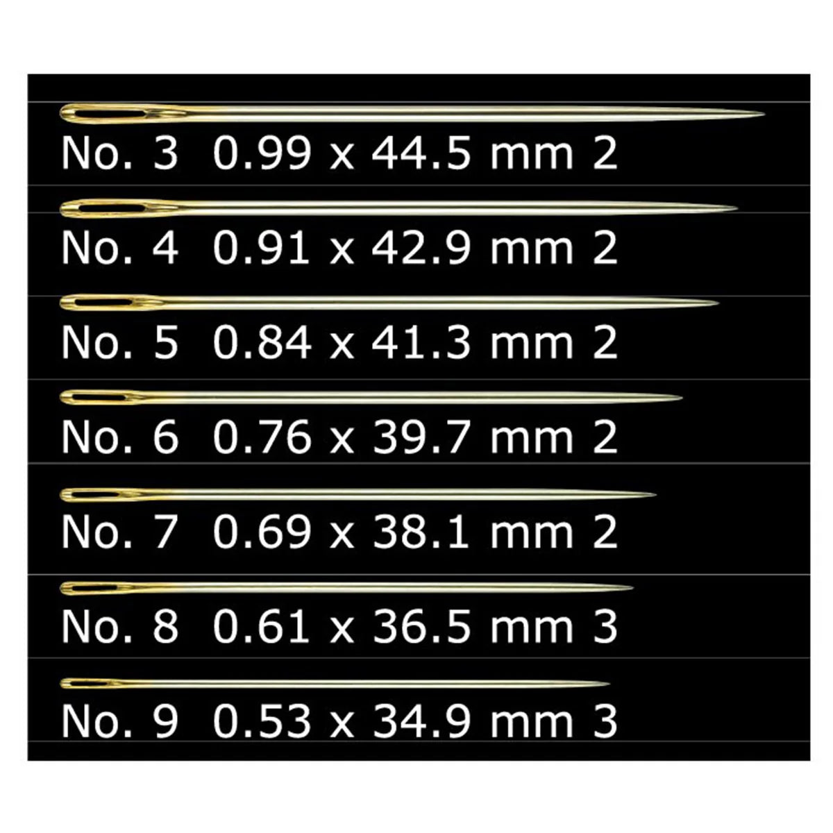 Clover - Gold Eye Embroidery Needles (No. 3-9)