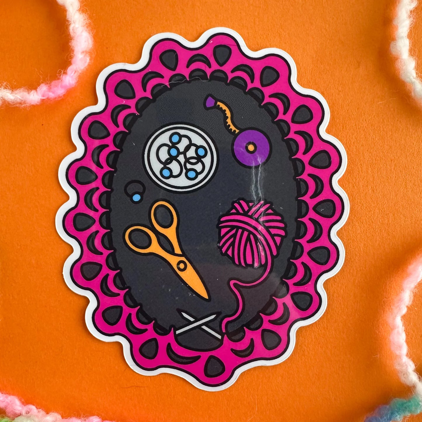 Kitty with a Cupcake - Knitting Session Sticker