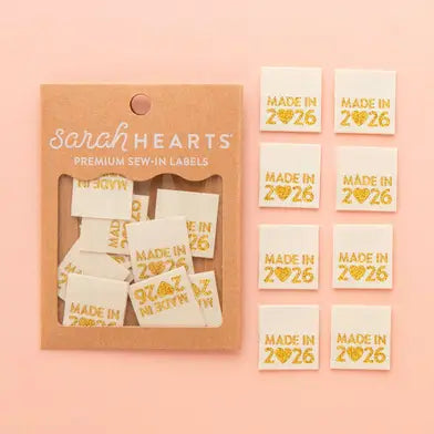 Sarah Hearts Made in 2026 Woven Labels