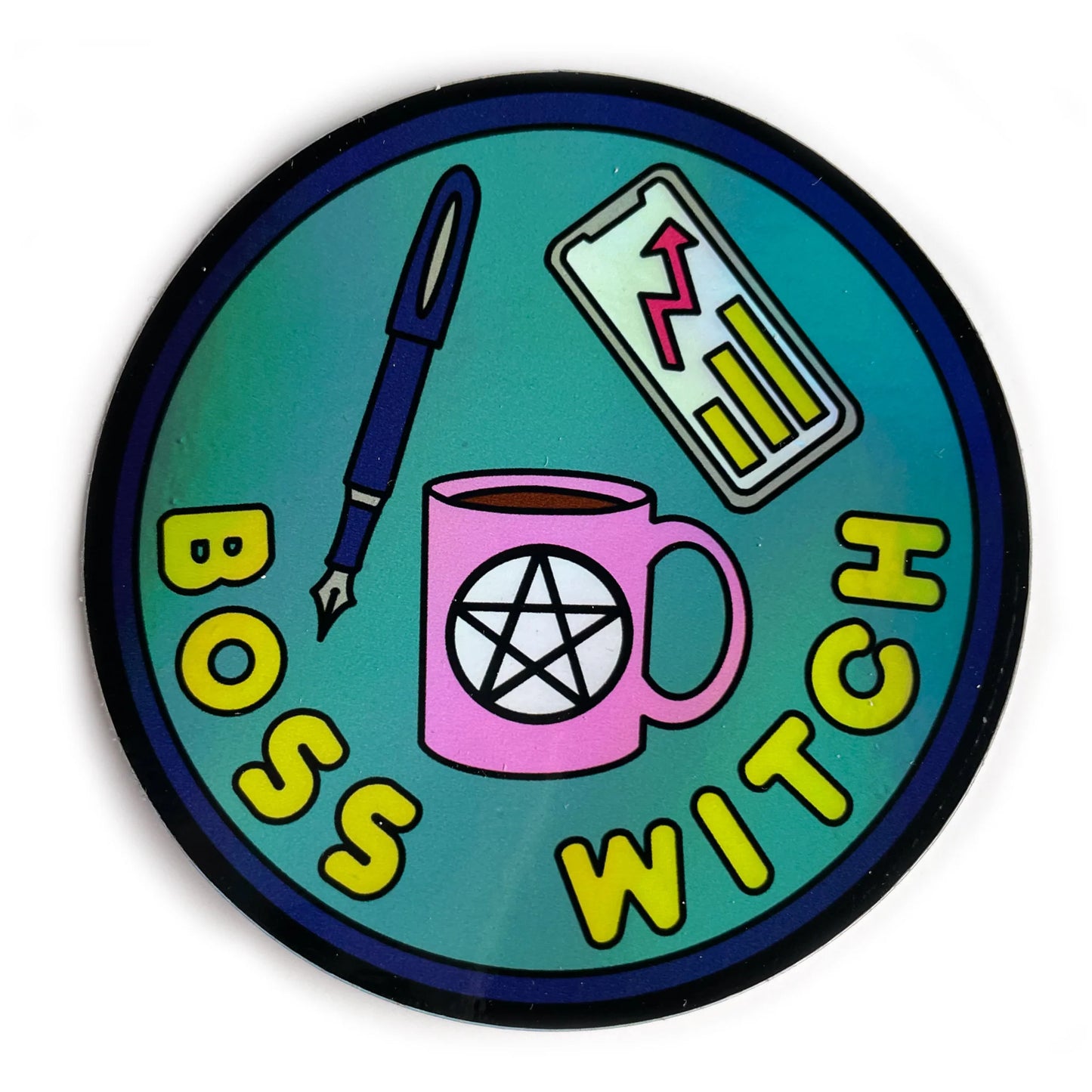 Kitty With a Cupcake - Boss Witch Holographic Sticker