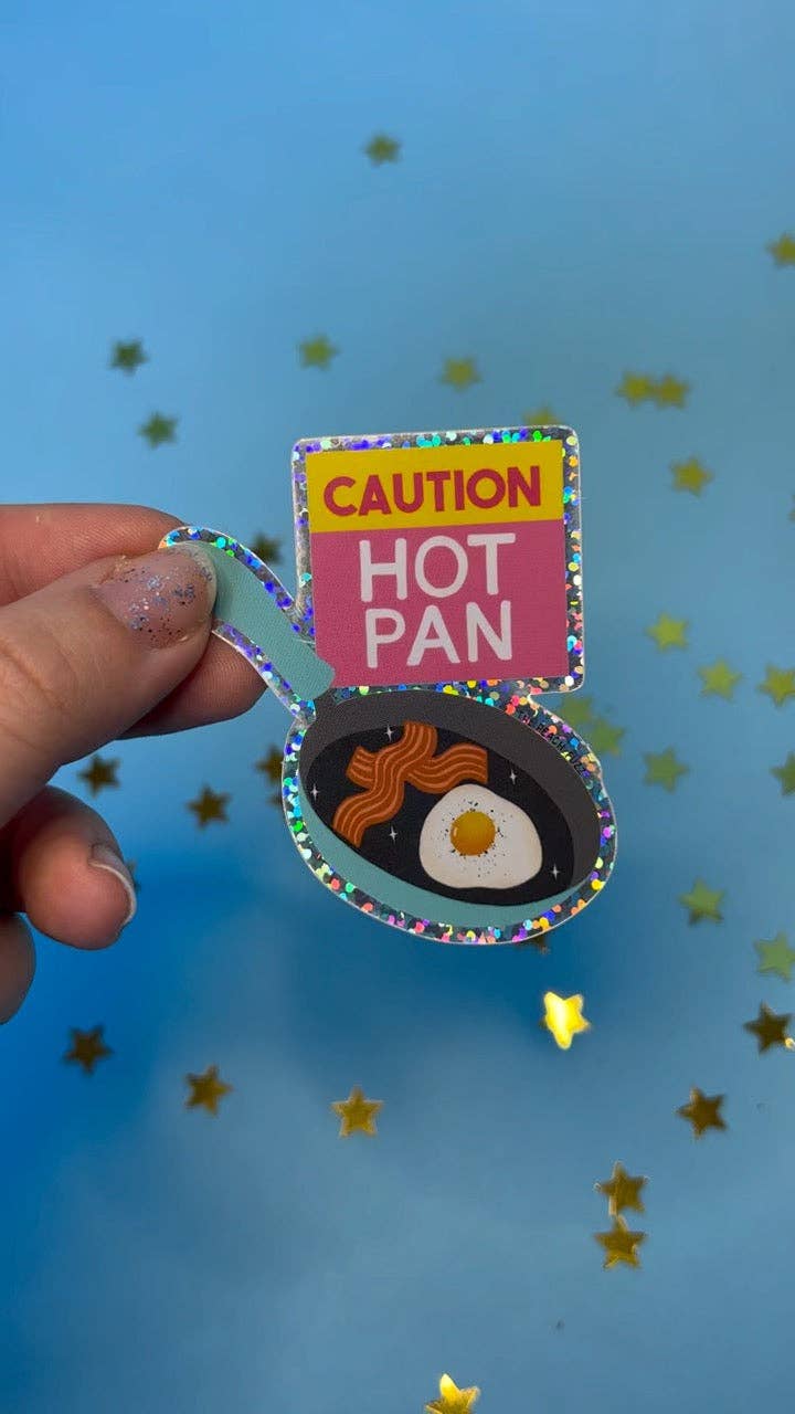 The Peach Fuzz - Caution: Hot Pan Glitter Sticker