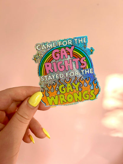 The Peach Fuzz - Gay Wrongs Glitter Sticker
