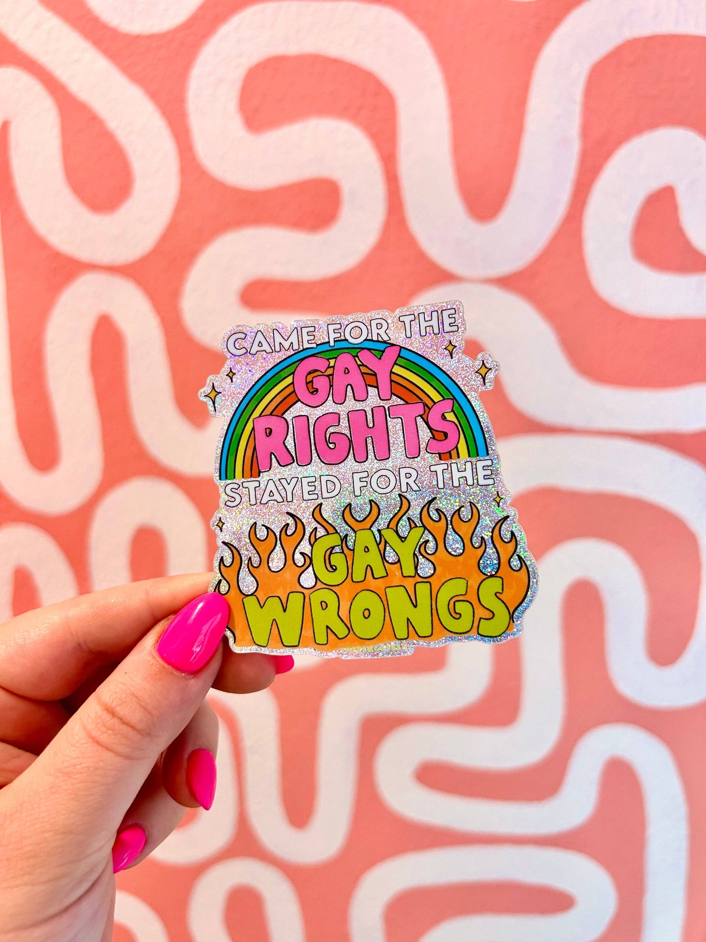 The Peach Fuzz - Gay Wrongs Glitter Sticker