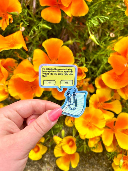 The Peach Fuzz - Gay Clippy Holographic Sticker