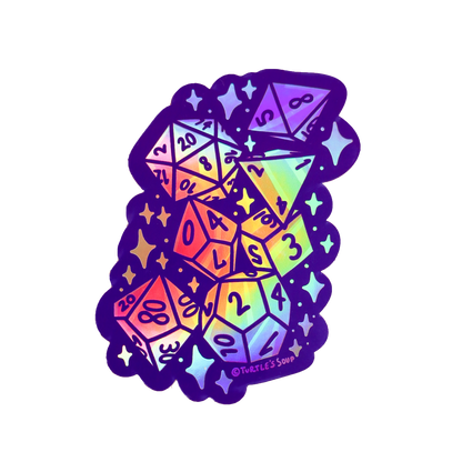 Turtle's Soup - Gamer D20 Board Game Dice  Vinyl Sticker (Holographic)