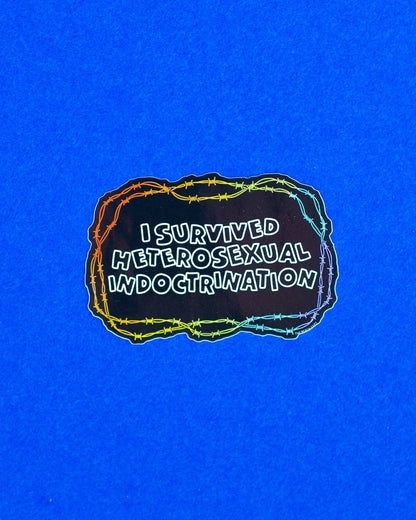 The Peach Fuzz - I Survived Heterosexual Indoctrination Sticker