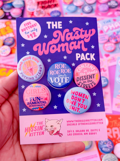 The Hissin' Kitten - The Nasty Woman Button Pack