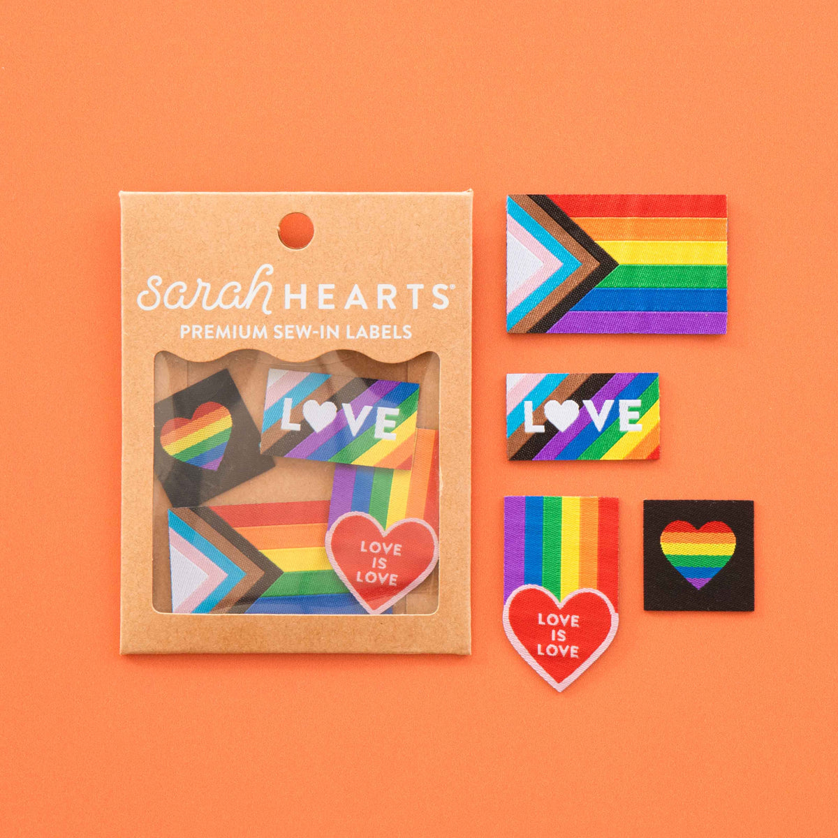 Sarah Hearts - Pride Rainbow Iron-on Label Multipack