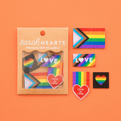Sarah Hearts - Pride Rainbow Iron-on Label Multipack