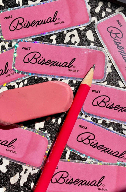 The Peach Fuzz - End Bisexual Erasure Glitter Sticker