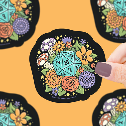 Turtle's Soup - D20, Flower Dice, Gaming, Tabletop, Dungeon, Vinyl Sticker