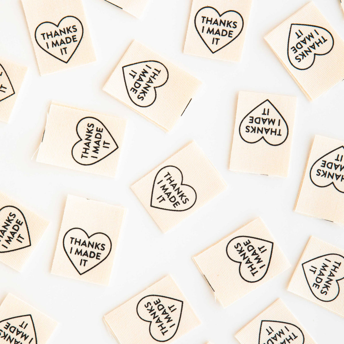 Sarah Hearts - Thanks I Made It Heart Organic Cotton Labels