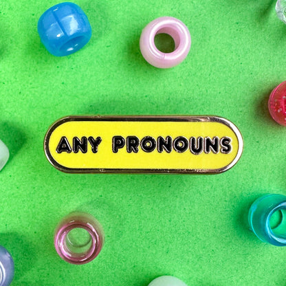 Kitty with a Cupcake - Pronoun Plaque Enamel Pins