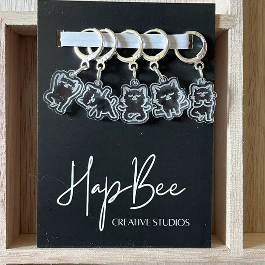 HapBee Creative Studio - Hot Yoga Cats Stitch Markers