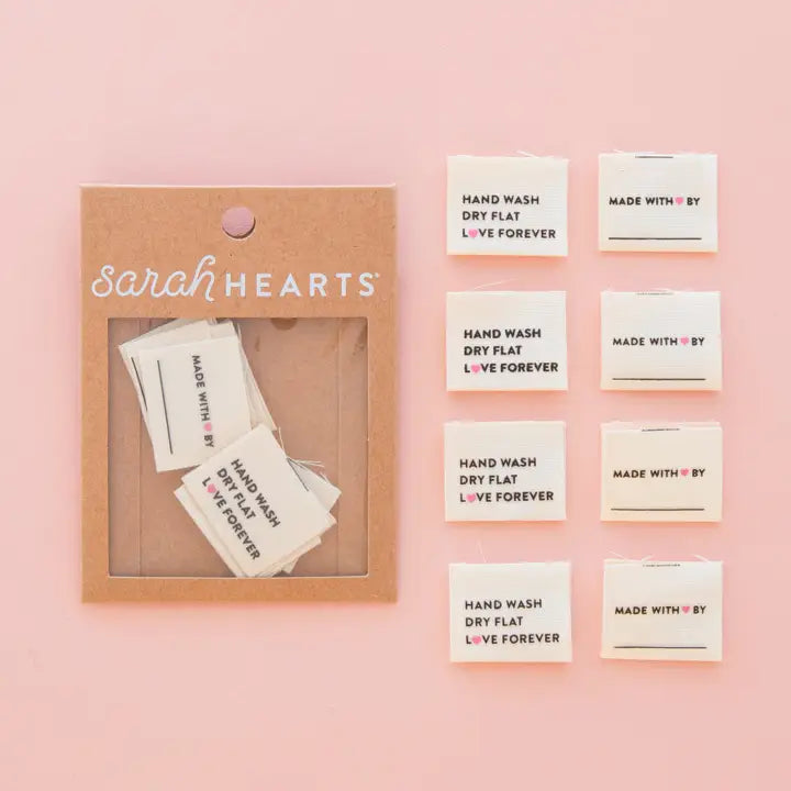 Sarah Hearts Hand Wash Care Labels