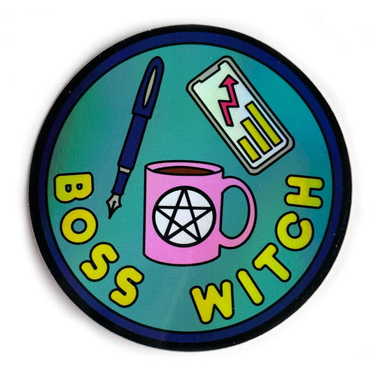 Kitty With a Cupcake - Boss Witch Holographic Sticker