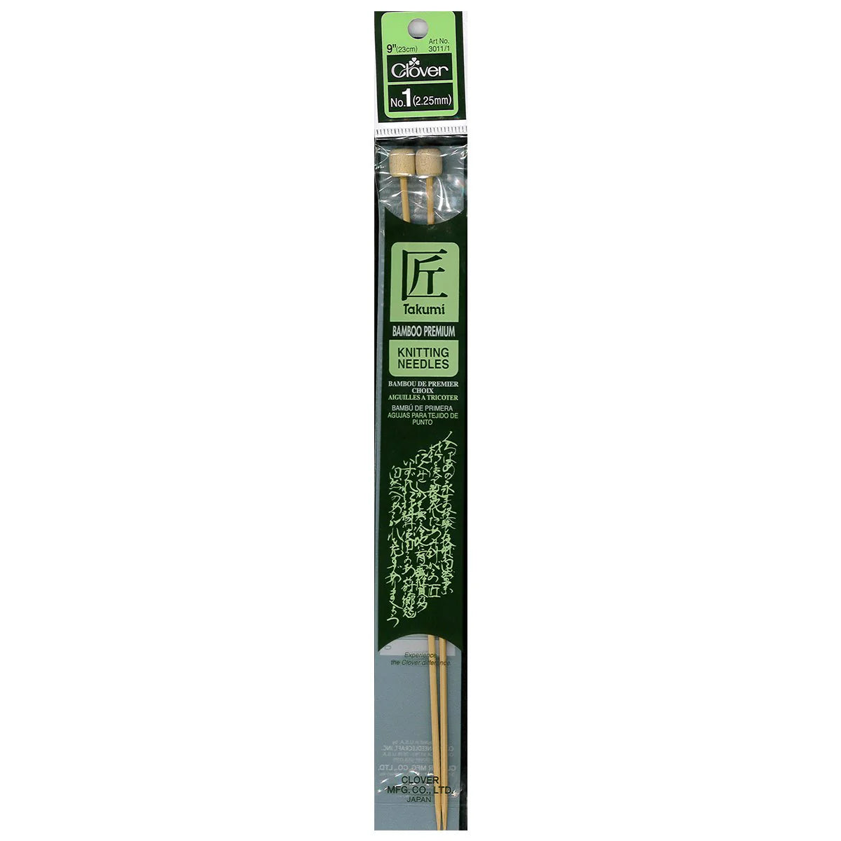 Clover Takumi Bamboo Single Point Knitting Needles (9")