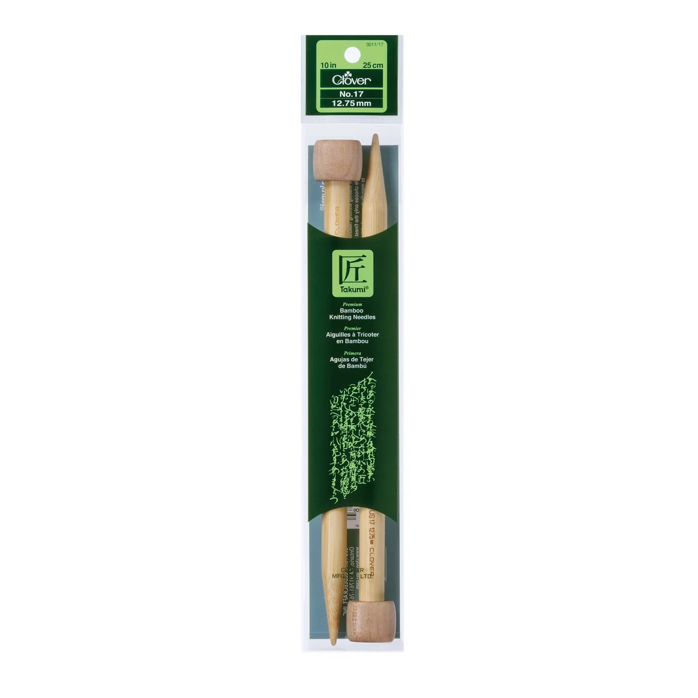 Clover Takumi Bamboo Single Point Knitting Needles (9")