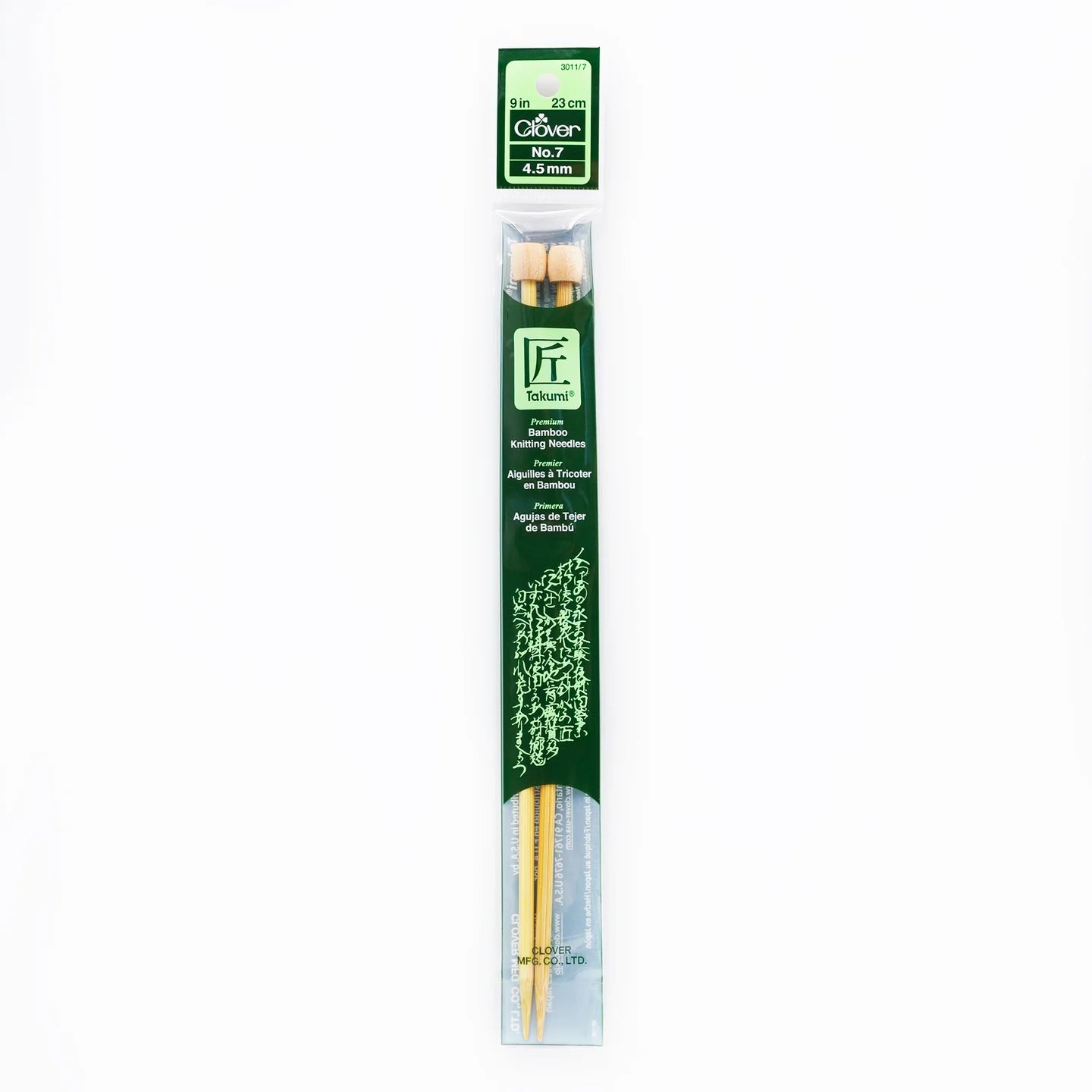 Clover Takumi Bamboo Single Point Knitting Needles (9")