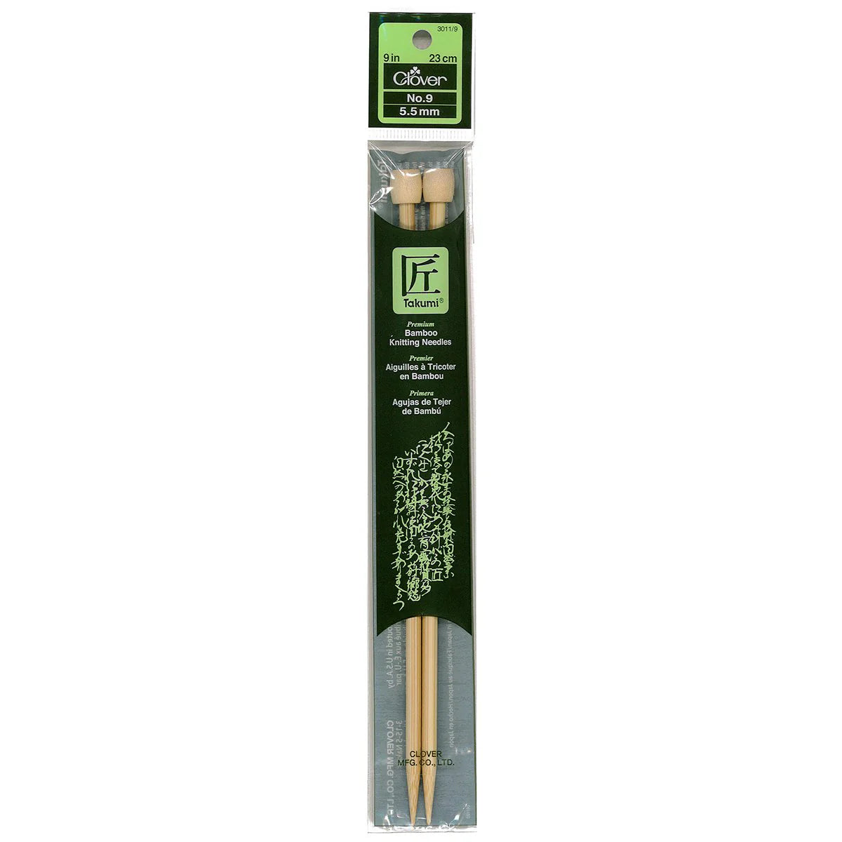 Clover Takumi Bamboo Single Point Knitting Needles (9")