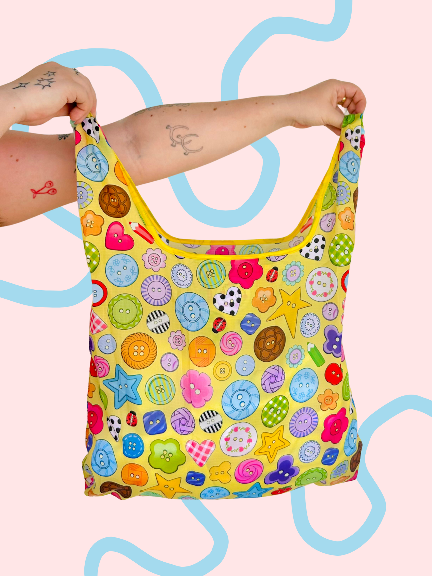 The Peach Fuzz - Cute As A Button Folding Shopper Tote