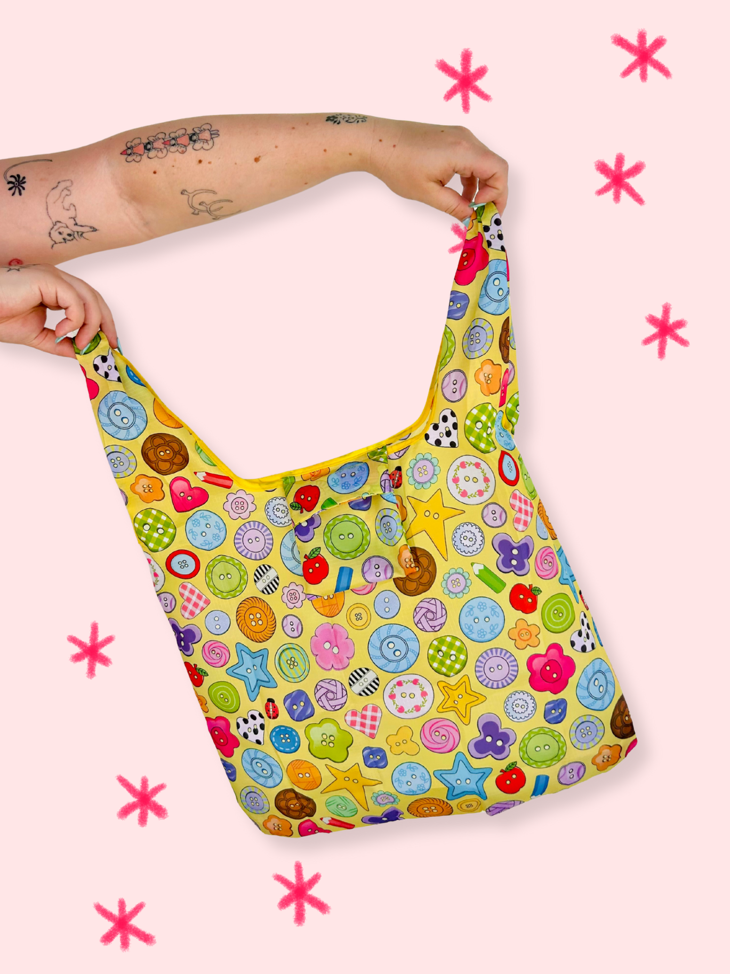The Peach Fuzz - Cute As A Button Folding Shopper Tote