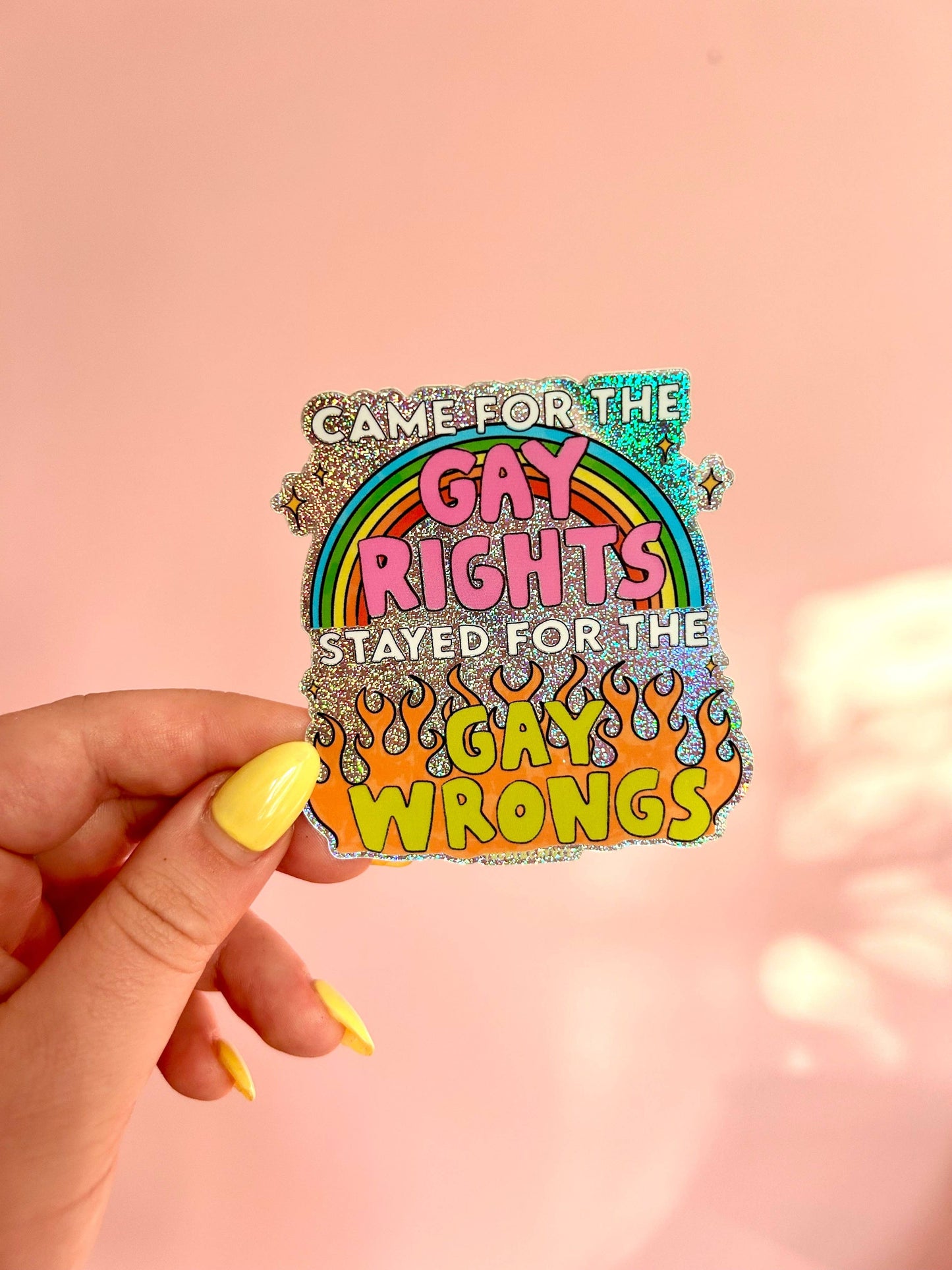 The Peach Fuzz - Gay Wrongs Glitter Sticker