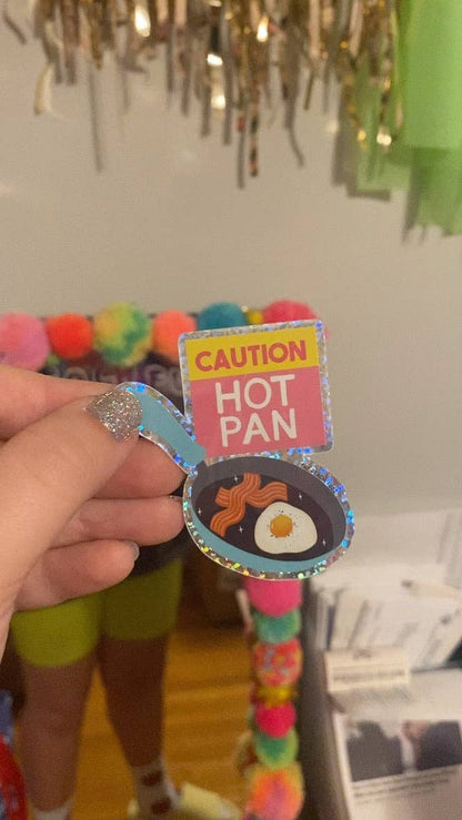 The Peach Fuzz - Caution: Hot Pan Glitter Sticker