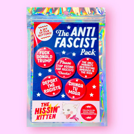 The Hissin' Kitten - The Anti Fascist Button Pack
