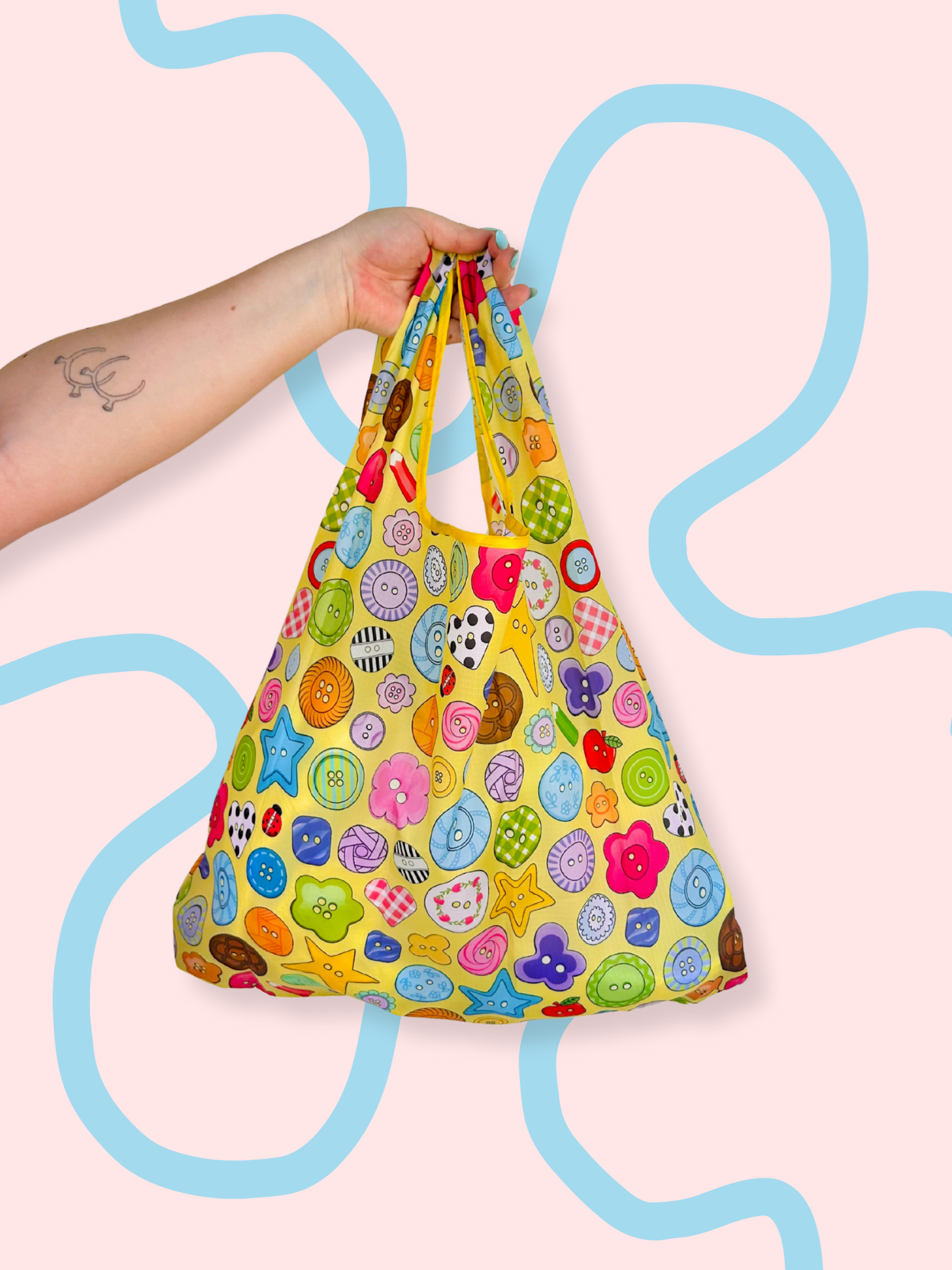 The Peach Fuzz - Cute As A Button Folding Shopper Tote