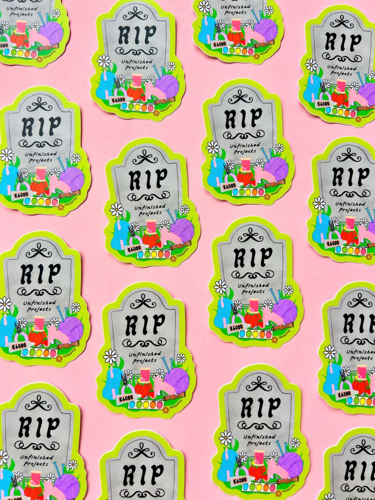 The Peach Fuzz - R.I.P. Unfinished Projects Sticker