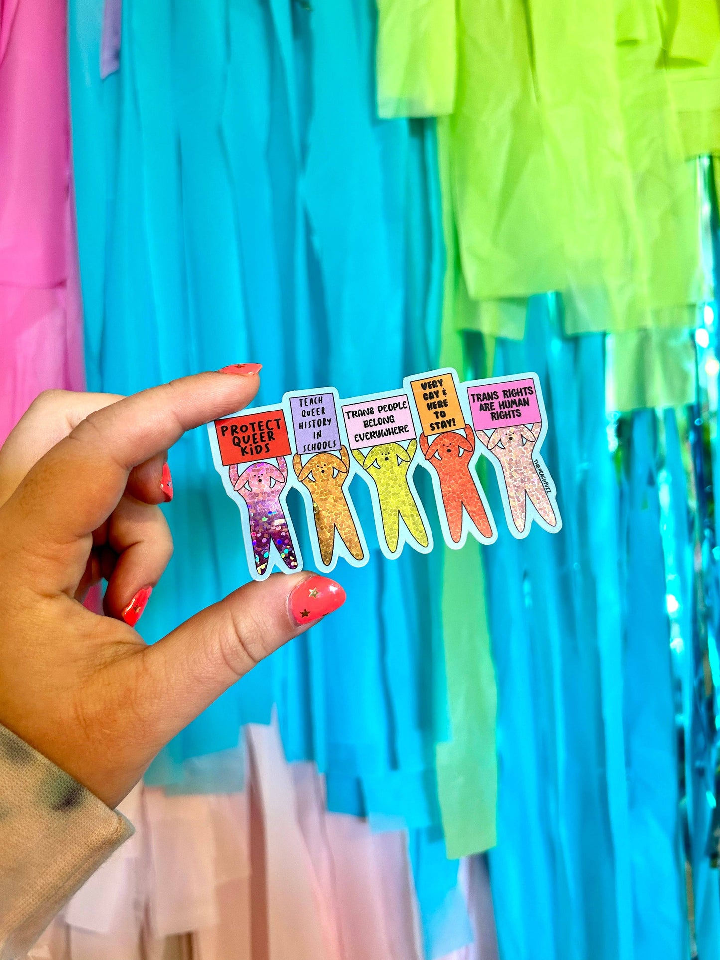 The Peach Fuzz - Pride Puppies Glitter Sticker