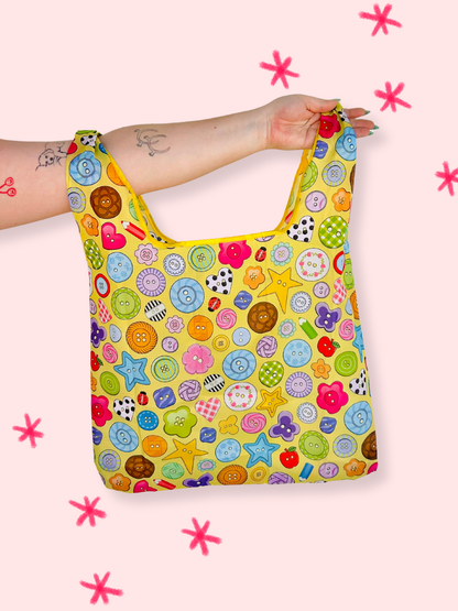 The Peach Fuzz - Cute As A Button Folding Shopper Tote