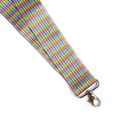Kitty with a Cupcake - Rainbow Knit Lanyard
